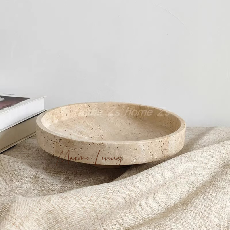 Marble Serving Board - Bej Traverten Kase Wabi Sabi Tarzı