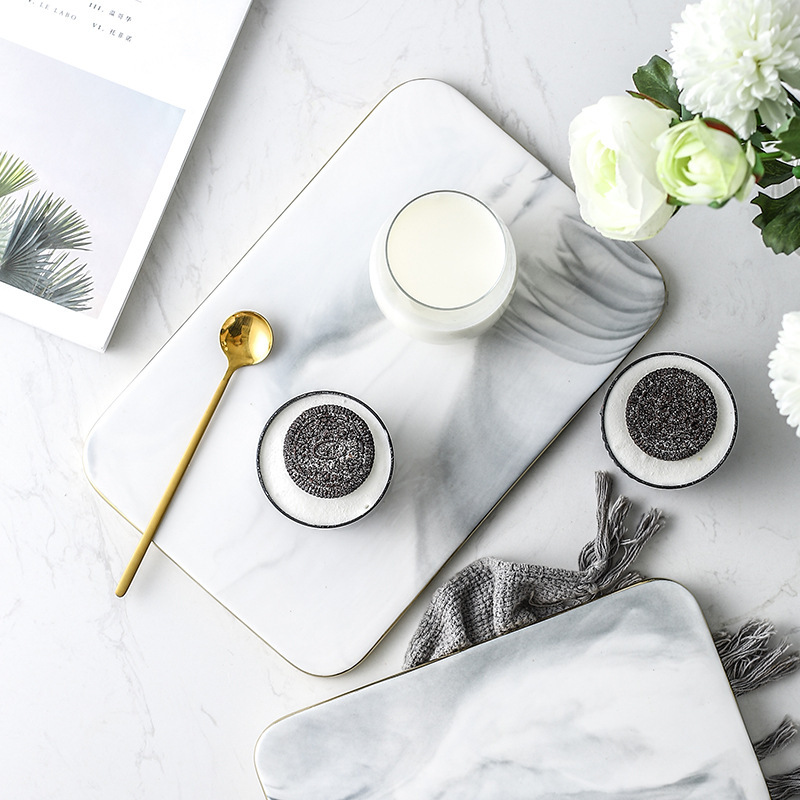 Altın Kenarlı Mermer Seramik K - Marble Serving Board incelemesi ve fiyatı